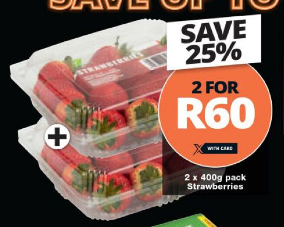 2 x 400g pack Strawberries offer at Checkers Liquor Shop
