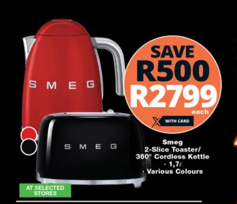 Smeg 2 Slice Toaster 360 Cordless Kettle 1.7L Various Colors