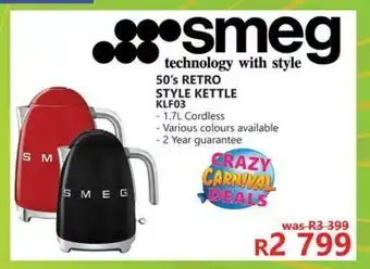 Tafelberg Furnishers Smeg technology with Style 50's Retro Style Kettle KLF03 offer
