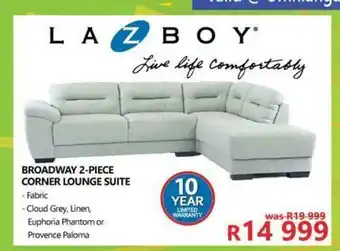 Lazboy Broadway 2-Piece Corner Lounge Suite