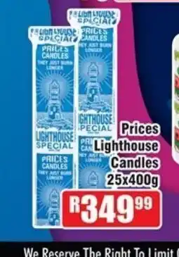 Prices Lighthouse Candles 25x400g