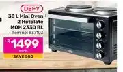 Game Defy 30L Mini Oven 2 Hotplate MOH 2330 BL offer