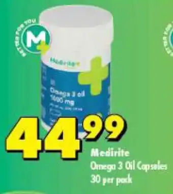 Shoprite Medirite Omega 3 Oil Capsules 30 per pack offer