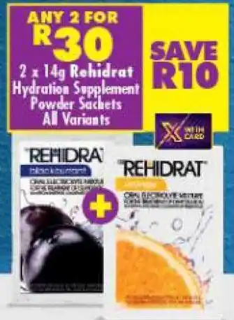 Shoprite Rehidrat Hydration Supplement Powder Sachets All Variants offer