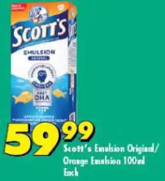 Shoprite Scott's Emulsion Original/ Orange Emulsion 100ml Each offer