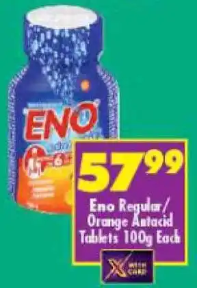 Shoprite Eno Regular/ Orange Antacid Tablets 100g Each offer