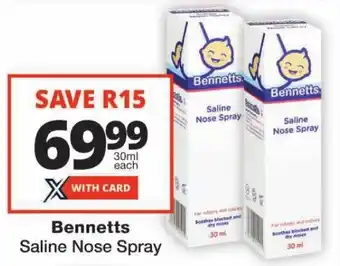 Checkers Bennetts Saline Nose Spray offer