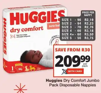 Checkers Huggies Dry Comfort Jumbo Pack Disposable Nappies offer