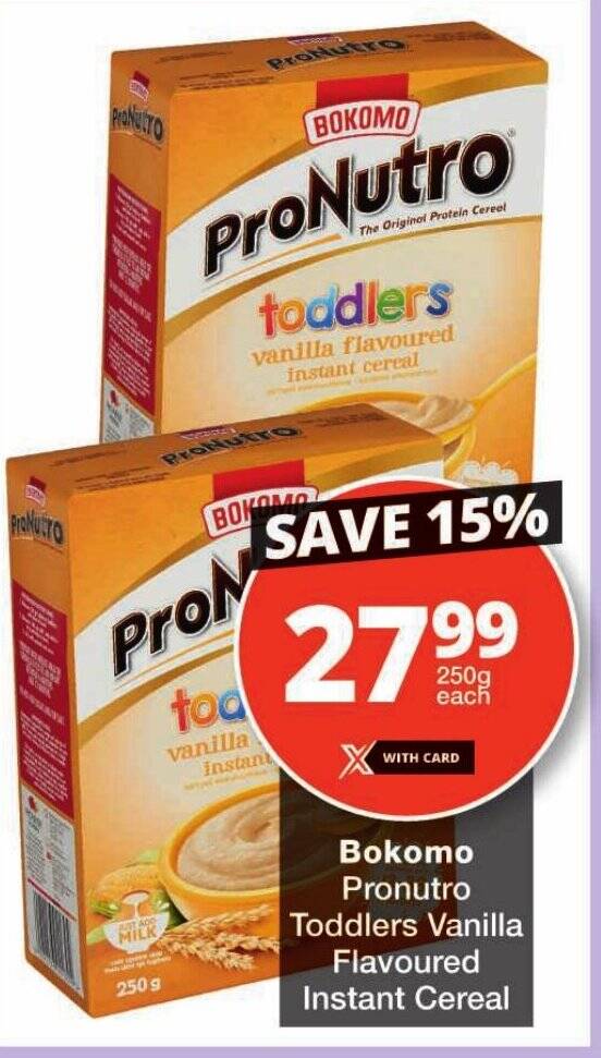 Bokomo Pronutro Toddlers Vanilla Flavoured Instant Cereal offer at Checkers