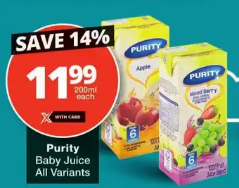 Checkers Purity Baby Juice All Variants offer