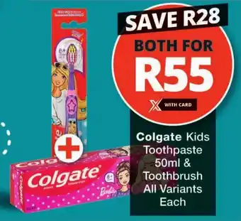 Checkers Colgate Kids Toothpaste 50ml & Toothbrush All Variants Each offer