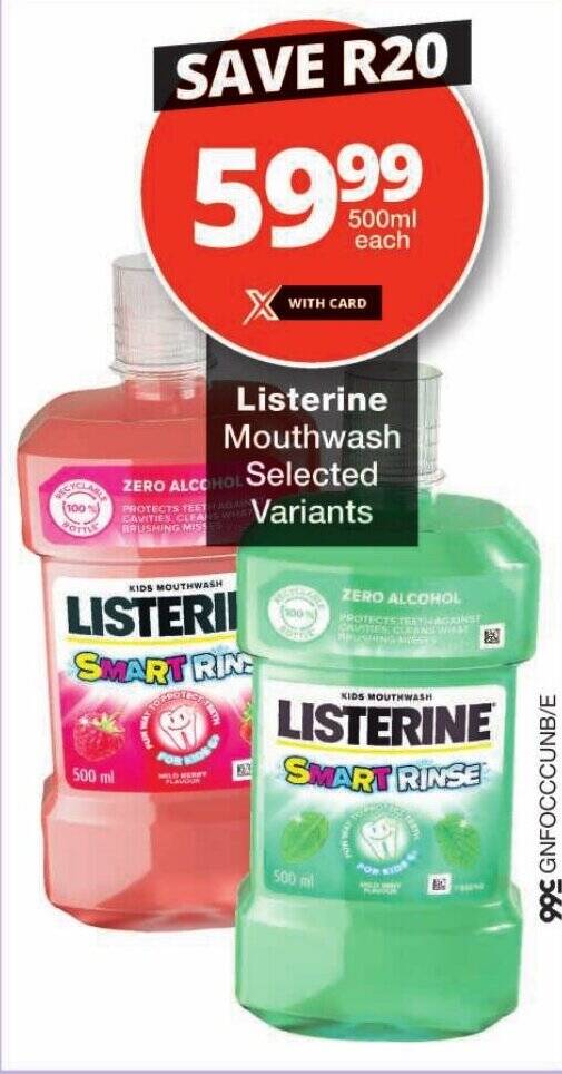 Listerine Mouthwash offer at Checkers