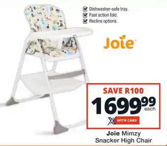 Checkers Joie Mimzy Snacker High Chair offer