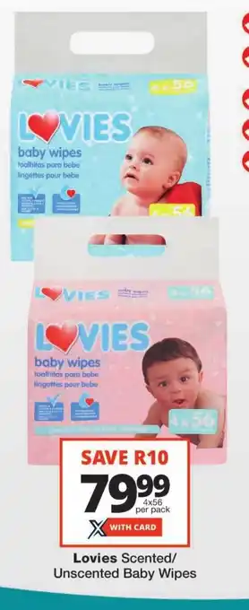 Checkers Lovies Scented/ Unscented Baby Wipes offer