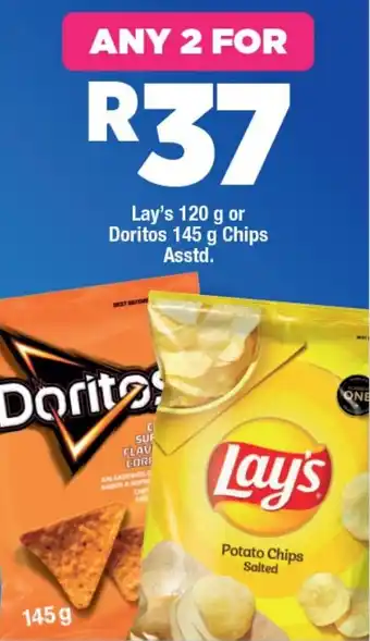 OK Foods Lay's 120 g or Doritos 145 g Chips Asstd. offer