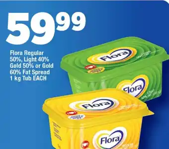 OK Foods Flora Regular 50%, Light 40% Gold 50% or Gold 60% Fat Spread 1 kg Tub EACH offer