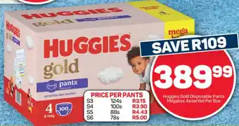 Pick n Pay Hypermarket Huggies Gold Disposable Pants Megabox Assorted Per Box offer