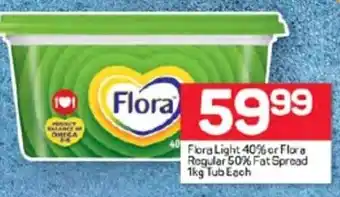 Pick n Pay Hypermarket Flora Light 40% or Flora Regular 50% Fat Spread 1kg Tub Each offer