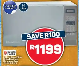 Pick n Pay Hypermarket Russell Hobbs 20 Litre Silver Mirror Finish Electronic Microwave Oven offer