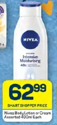 Pick n Pay Hypermarket Nivea Body Lotion or Cream Assorted 400ml Each offer