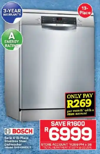 Pick n Pay Hypermarket BOSCH Serie 4 13-Place Stainless Steel Dishwasher offer