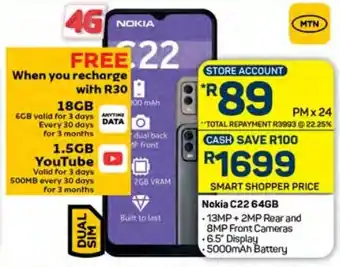 Pick n Pay Hypermarket Nokia C22 64GB offer