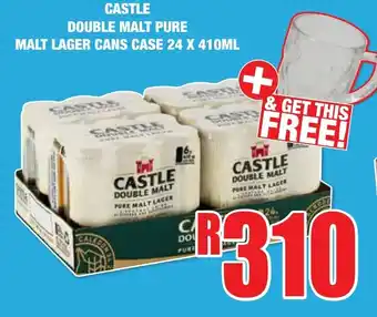 Boxer Liquors CASTLE DOUBLE MALT PURE MALT LAGER CANS CASE 24 X 410ML offer