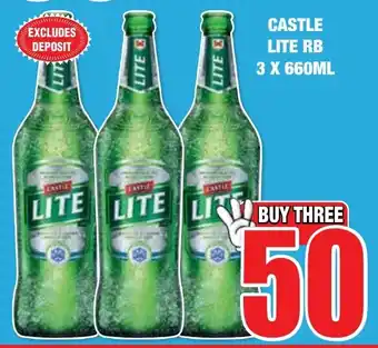 Boxer Liquors CASTLE LITE RB 3 X 660ML offer