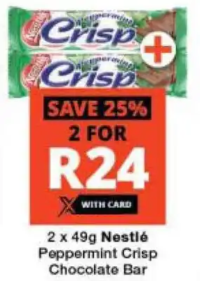 Checkers 2 x 49g Nestlé Peppermint Crisp Chocolate Bar offer