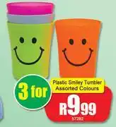 A5 Cash & Carry Plastic Smiley Tumbler Assorted Colours-For 3 offer