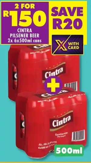 Shoprite Liquor CINTRA PILSENER BEER 2x 6x500ml cans offer