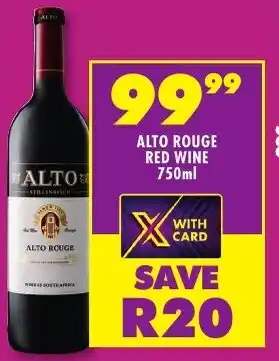 Shoprite Liquor ALTO ROUGE RED WINE 750ml offer