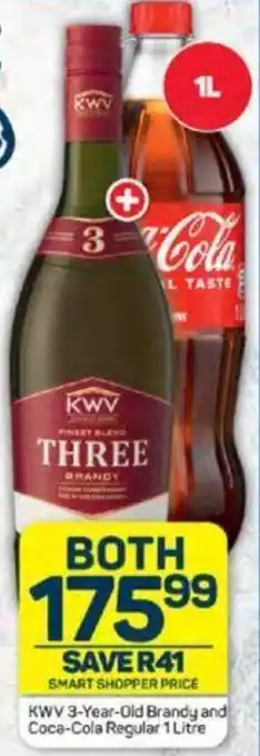 Pick n Pay KWV 3-Year-Old Brandy and Coca-Cola Regular 1 Litre offer