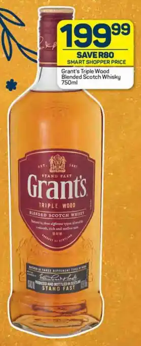 Pick n Pay Grant's Triple Wood Blended Scotch Whisky 750ml offer