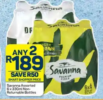 Pick n Pay Savanna Assorted 6x330ml Non- Returnable Bottles offer