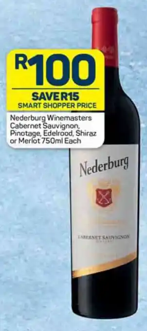 Pick n Pay Nederburg Winemasters Cabernet Sauvignon, Pinotage, Edelrood, Shiraz or Merlot 750ml Each offer