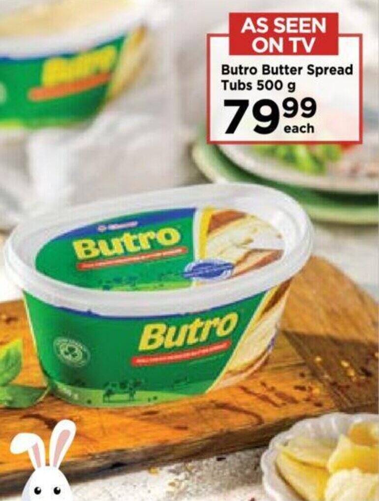 Butro Butter Spread Tubs 500 g offer at Food Lover's Market
