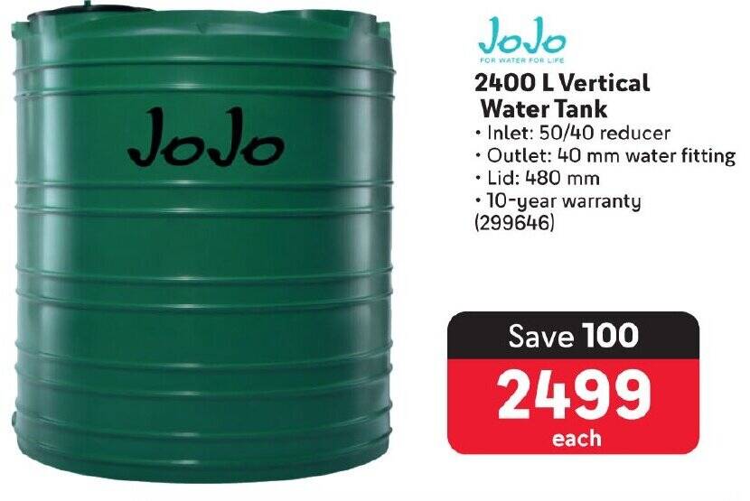 JoJo 2400 L Vertical Water Tank offer at Makro
