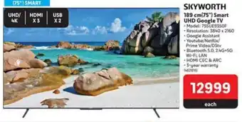 Makro SKYWORTH 189 cm(75") Smart UHD Google TV offer