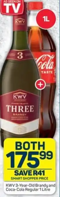 Pick n Pay Hypermarket KWV 3-Year-Old Brandy and Coca-Cola Regular 1 Litre offer