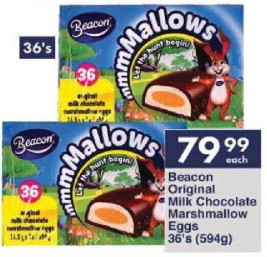 Beacon Original Milk Chocolate Marshmallow Eggs 36's (594g) offer at President Hyper