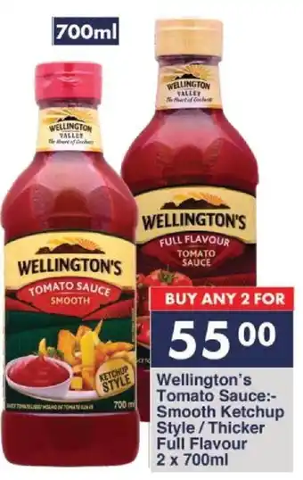 President Hyper Wellington's Tomato Sauce Smooth Ketchup Style/Thicker Full Flavour 2 x 700ml offer