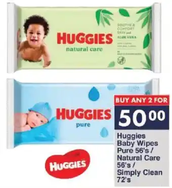 President Hyper Huggies Baby Wipes Pure 56's/ Natural Care 56's/ Simply Clean 72's offer