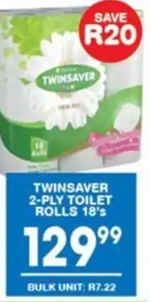 Giant Hyper TWINSAVER 2-PLY TOILET ROLLS 18's offer