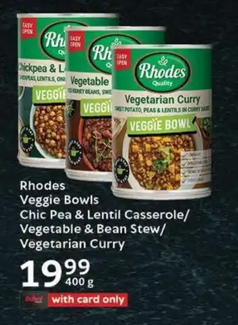 Oxford Freshmarket Rhodes Veggie Bowls Chic Pea & Lentil Casserole/ Vegetable & Bean Stew/ Vegetarian Curry offer