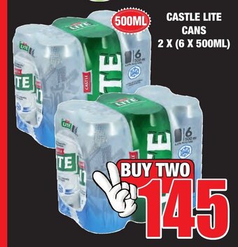 Boxer Liquors Castle Lite Cans 2x(6x500mL) offer