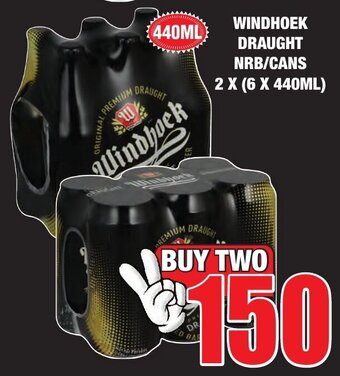 Boxer Liquors Windhoek Draught NRB/Cans 2x (6x440ml) offer