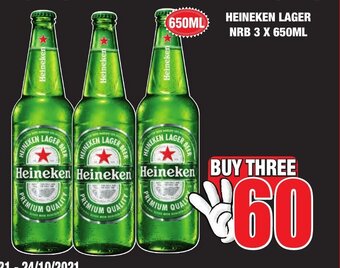Boxer Liquors Heineken Lager NRB 3x650ml offer