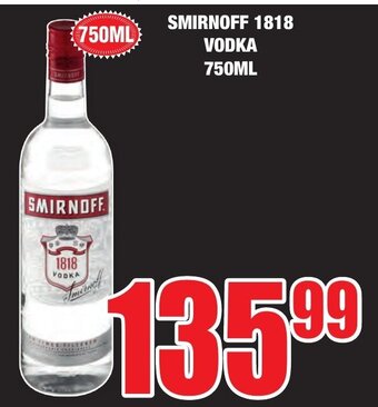 Boxer Liquors Smirnoff 1818 Vodka 750ml offer