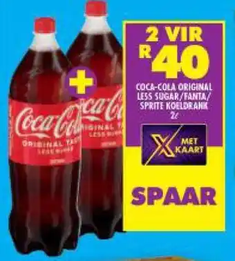 Shoprite COCA-COLA ORIGINAL LESS SUGAR/FANTA/ SPRITE KOELDRANK 2L offer